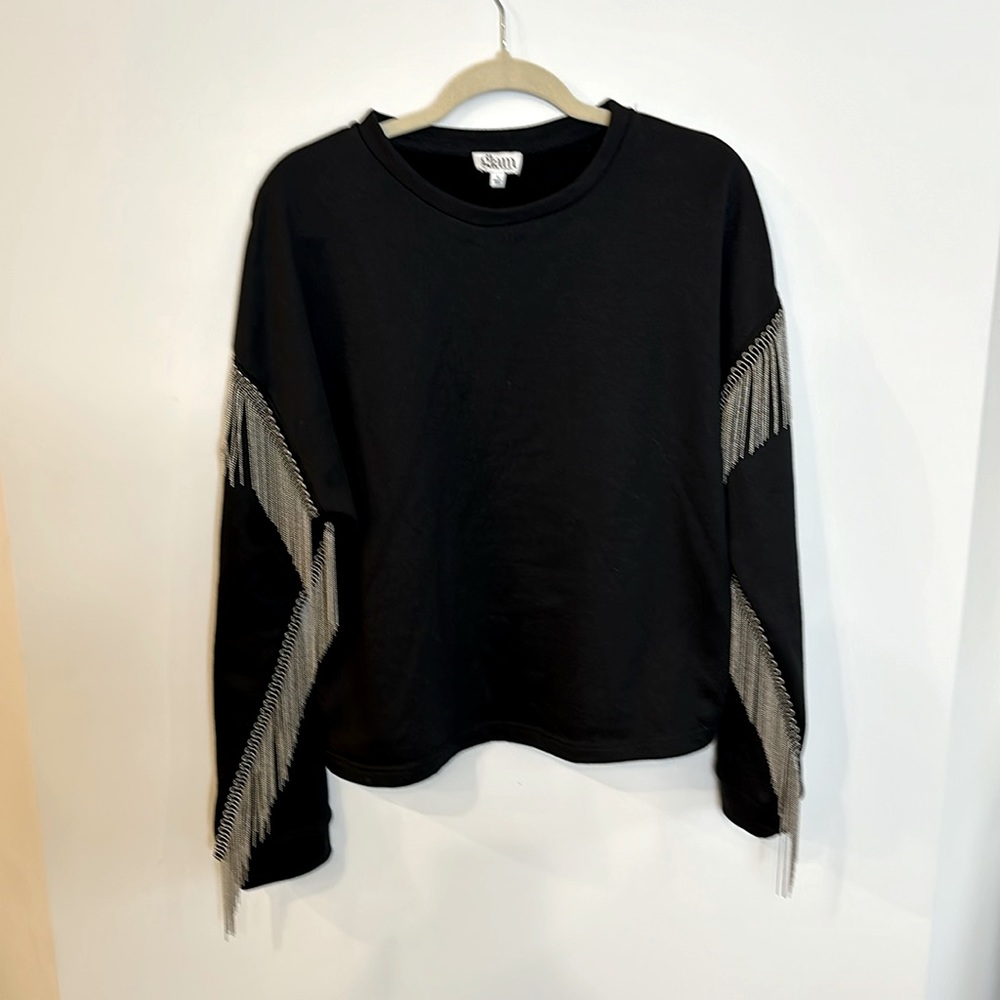 GLAM Los Angeles western fringe sweatshirt size large EUC